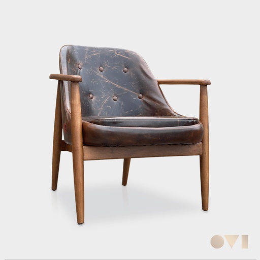 [ARV01-tr] ARVIO | INDOOR LOUNGE LEATHER WOODEN ARMCHAIR