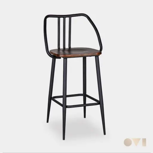 [RVR01] ROVAR | INDUSTRIAL METAL WOODEN BAR STOOL 